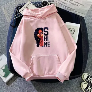 Sweat à capuche rose oversize avec imprimé SHINE et poche kangourou en style à plat