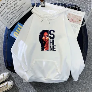 Sweat à Capuche Décontracté pour Femmes Doublé Polaire Pull Ample Avec Imprimé Portrait Shine Sweat à Manches Longues Avec Poche