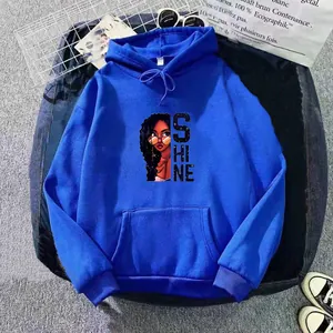 Sweat à capuche bleu roi surdimensionné avec imprimé Shine et poche kangourou en à-plat