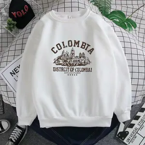 Women's Loose Crew Neck Sweatshirt Fleece Lined Long Sleeve Top Colombia Graphic Architecture Print Casual Retro Streetwear Pullover