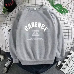 Oversized gray crewneck sweatshirt with white CADENCE letter print for women