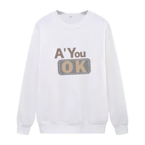 Lockeres weißes Damen-Sweatshirt mit Rundhalsausschnitt und A' You OK-Grafik