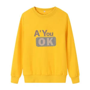 Leuchtend gelbes Oversize-Sweatshirt mit 'A' You OK' Stickerei und Rippbündchen