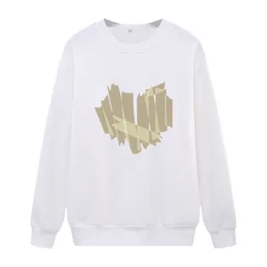 Women's loose white crewneck sweatshirt with heart print and long sleeves for spring