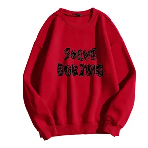 Women's Casual Long Sleeve Sweatshirt Letter Print Round Neck Dropshoulder Pullover Loose Fit Polyester Streetwear Top