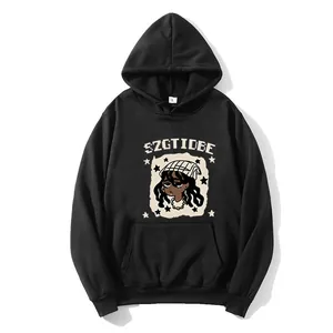 Sweat à Capuche Femme Imprimé Personnage de Dessin Animé et Lettre Coupe Ample Manches Longues Poche Kangourou