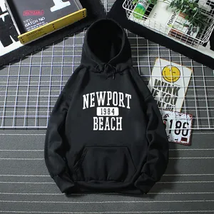 Sweat à Capuche Oversize pour Femmes NEWPORT BEACH 1984 Imprimé Lettres Manches Longues Avec Poche Kangourou Top Streetwear Décontracté