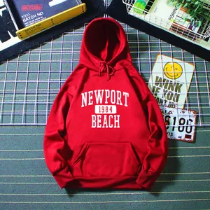 Sweat à capuche rouge oversize avec imprimé blanc Newport 1984 Beach et poche kangourou