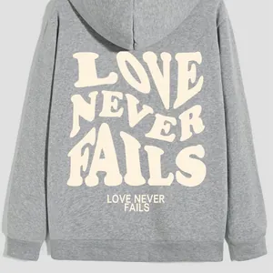 Women Fleece Lined Hooded Sweatshirt Letter Print Loose Long Sleeve Casual Mid Length Pullover Hoodie Top