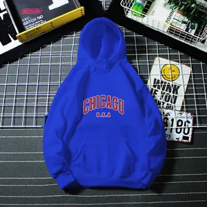 Sweat à capuche bleu roi Chicago U.S.A. avec cordon de serrage et poche kangourou