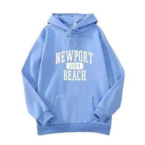 Sweat à capuche bleu ciel oversize avec imprimé Newport 1984 Beach et poche kangourou