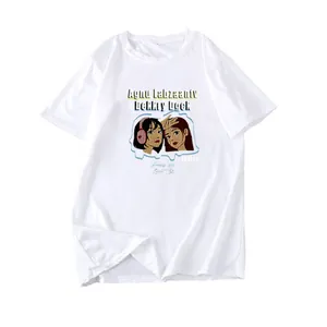 Minimalist white short sleeve t-shirt with artistic pop art illustration on front