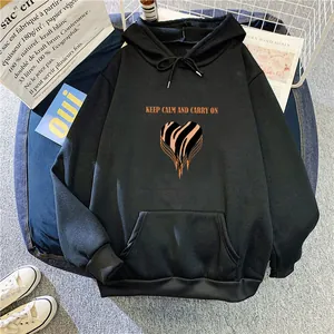 Women's black oversized hoodie with orange Keep Calm lettering and heart motif