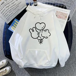Women's Casual Fleece Lined Hoodie Oversized Cartoon Balloon Print Pullover Long Sleeve Sweatshirt With Kangaroo Pocket
