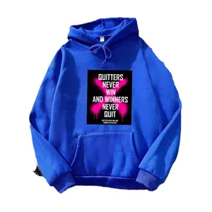 Sweat à capuche bleu vif oversize avec poche kangourou et imprimé de motivation
