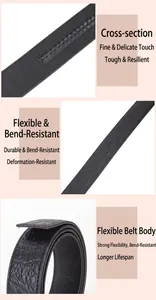 Détail de la coupe transversale d'une ceinture en cuir noir, souplesse et texture de peau