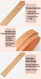 Detail eines braunen Ledergürtels mit Fokus auf Dicke, Flexibilität und präziser Kantenverarbeitung