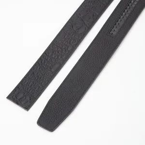 Ceinture pour homme en cuir de vachette avec motif chevrons et rail automatique