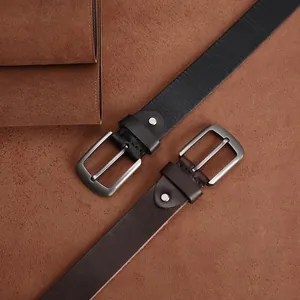 Ceinture Homme en Cuir de Vachette Vintage Avec Boucle en Alliage Classique Couleur Unie Ceinture en Cuir pour Business Casual Jeans