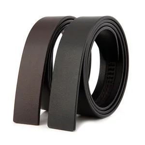 Cintura da Uomo in Pelle di Vacchetta Primo Strato Business Casual Cinturino con Fibbia Automatica Senza Fibbia Nero Marrone Vera Pelle