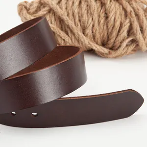 Classic dark brown vintage genuine leather men's belt for business and casual wear