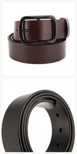 Detail shot of a premium leather belt with a matte black alloy buckle and fine edge stitching