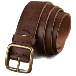 Ceinture homme en cuir véritable avec boucle rétro pour jeans et costumes