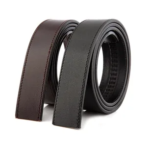 Men Business Genuine Leather Belt Strap Without Buckle Replacement Top Layer Cowhide Stitched Casual Trouser Belt Strap