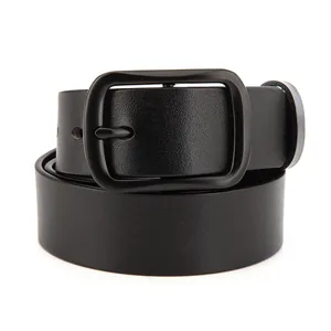 Men Top Grain Cowhide Leather Belt Business Casual Minimalist Alloy Pin Buckle Fashion Waist Strap For Trousers Suits Jeans