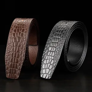 Ceintures en cuir pour hommes avec motif crocodile en noir et marron classiques