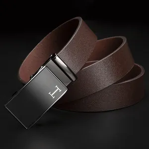 Herren-Ledergürtel in Braun mit schwarzer Automatikschließe und metallischem H-Logo