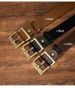 Cinture retrò in vera pelle in kaki, nero e caffè con fibbie in metallo vintage