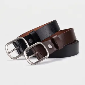Ceintures classiques en cuir pour hommes et femmes avec boucles en métal noir et marron foncé