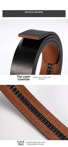 Détail d'une ceinture en cuir pleine fleur avec système de réglage à double fente
