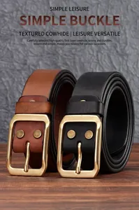 Macro di cinture in pelle vintage marrone scuro e nero con fibbie ad ardiglione oro