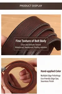 Macro shot of dark brown leather belt showing fine grain texture and vintage hand-rubbed finish