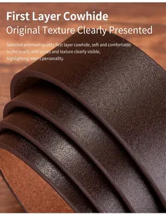 Macro shot of dark brown top grain leather belt showing natural pores and fine texture