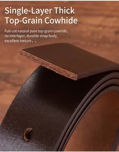 Macro detail of high-quality full-grain brown leather belt showing single-layer texture