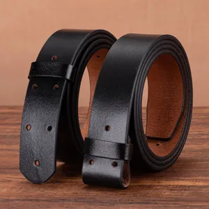 Men Vintage Top Grain Cowhide Leather Belt Strap Without Buckle Retro Casual Business Waistband For Jeans Trousers