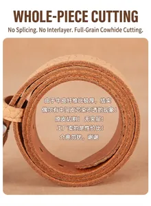 Macro shot of brown leather belt edge showing thick genuine cowhide fiber and single-layer cut