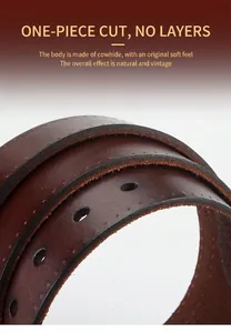 Detail eines Echtledergürtels mit einteiligem Schnitt und roher Lederstruktur
