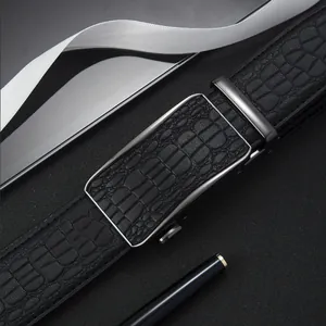 Herren Gürtel Erste Schicht Rindsleder Krokodilmuster Automatische Schnalle Echtes Leder Business Casual Hüftgurt Legierung Schnalle Gürtel