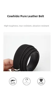 Détail d'une ceinture en cuir de vachette suédé noir avec boucle ardillon en métal argenté
