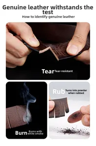 Détail montrant la résistance à la déchirure et le test de brûlure du cuir véritable