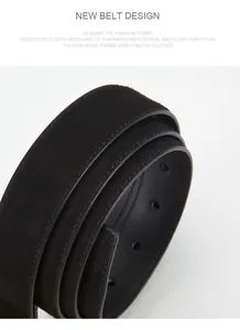 Close-up of black matte genuine leather belt with smooth stitching and round holes