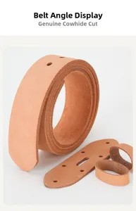 Detailed view of genuine cowhide leather belt components and natural raw texture