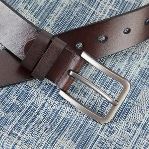 Ceinture en Cuir Véritable pour Hommes Avec Boucle à Ardillon en Alliage Business Décontracté Ceinture en Cuir pour Jeans Accessoires de Mode