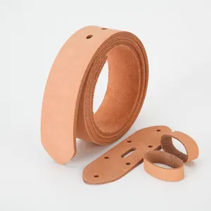 DIY genuine leather belt strap kit with natural tan top grain cowhide components