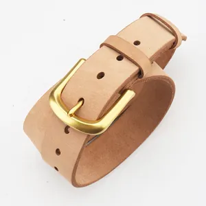 Cintura da uomo in vera pelle bovina con fibbia classica in ottone e stile vintage