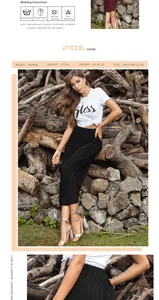 Detail show of black pleated midi skirt fabric and white t-shirt with bless typography